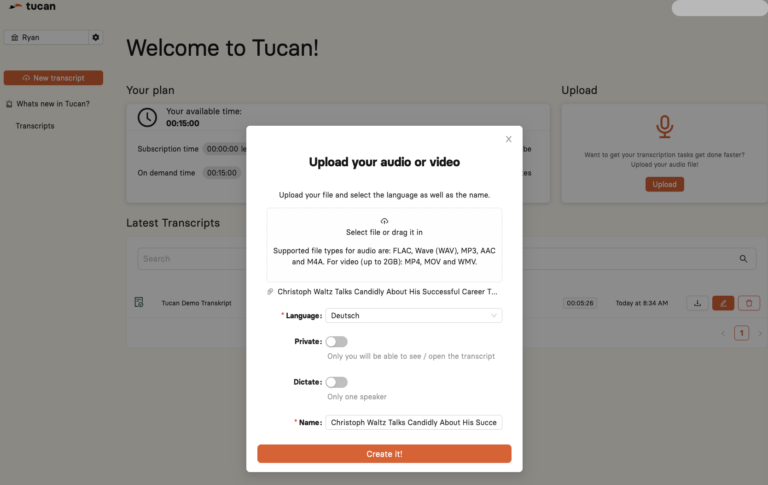 Tucan file upload