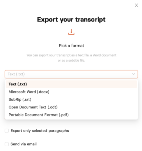 export transcript